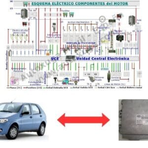 Esquema eléctrico de Fiat Palio - ECU de Inyección IAW 1G7SP.73