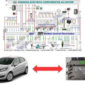 Esquema eléctrico de Ford Fiesta - ECU de Inyección EMS 2205