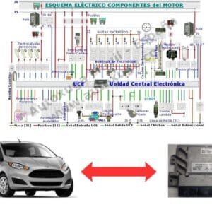 Esquema eléctrico de Ford Fiesta Kinetic - ECU de Inyección EMS221