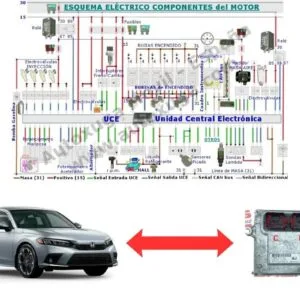 Esquema eléctrico de Honda Civic - ECU de Inyección R18A
