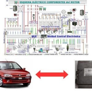 Esquema eléctrico de Peugeot 106 - ECU de Inyección IAW 1AP.81